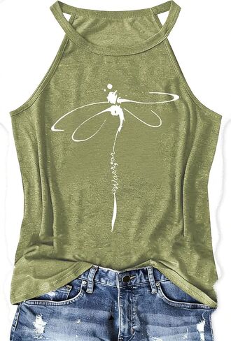Halter Tank Tops for Women Boho Racerback Tank Tops Beach Vacation Graphic Tee Summer Sleeveless Camisole T-Shirts in Saudi Arabia