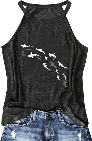 Halter Tank Tops for Women Boho Racerback Tank Tops Beach Vacation Graphic Tee Summer Sleeveless Camisole T-Shirts in Saudi Arabia