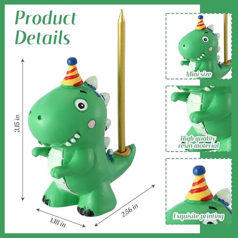 LemonRoad 3.15 Inch Dinosaur Cake Candle Holder with Birthday Candle Dinosaur Cake Topper Set Cute Stand Candlestick Dino Birthday Decorations for Kids Baby Shower Party Celebration in Kuwait