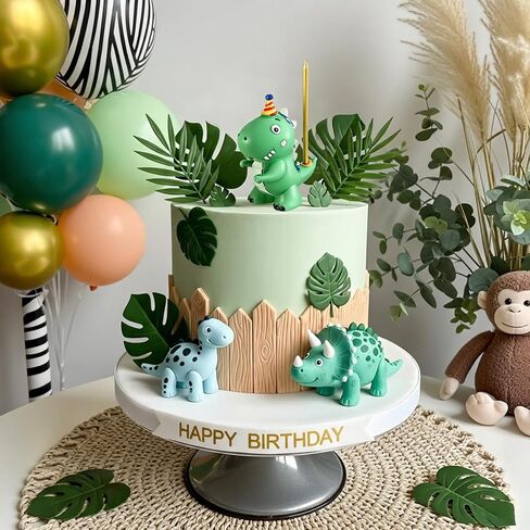 LemonRoad 3.15 Inch Dinosaur Cake Candle Holder with Birthday Candle Dinosaur Cake Topper Set Cute Stand Candlestick Dino Birthday Decorations for Kids Baby Shower Party Celebration in Kuwait