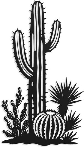 Hnatzu Metal Cactus Wall Art – Southwest Desert Cactus Decor – Rust-Resistant Metal Yard Art for Indoor & Outdoor Spaces in Saudi Arabia