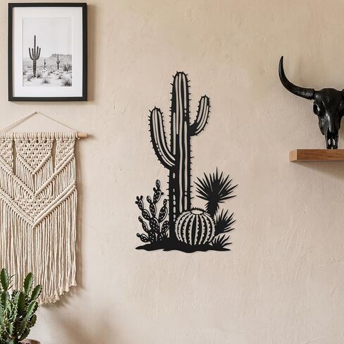 Hnatzu Metal Cactus Wall Art – Southwest Desert Cactus Decor – Rust-Resistant Metal Yard Art for Indoor & Outdoor Spaces in Saudi Arabia