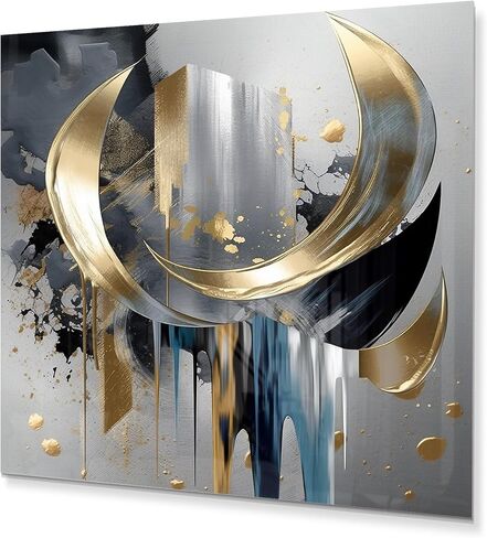 DesignQ Metal Art Wall Decor Abstract Harmony Shapes and Lines I - Wall Art For Living Room, Wall Art Bedroom, Dining Room Wall Decor in Saudi Arabia