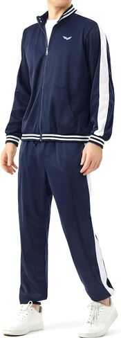 Deaboat Men's 80s Tracksuit - Retro 90s Outfit for Men Windbreaker Zip Jacket & Jogger Pants 2 Piece Vintage Sportswear in Saudi Arabia