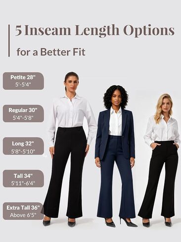 Women's Bootcut Dress Pants Yoga Slacks Work Trousers Dressy Casual Petite/Regular/Tall/Extra Tall in Saudi Arabia