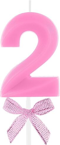 10th Birthday Candle Cute Pink Bow Number 10 Candles 3D Design Cake Topper Decorations Happy Birthday Candle for Child Boy Girls Anniversary Celebrations Party Supplies in Saudi Arabia