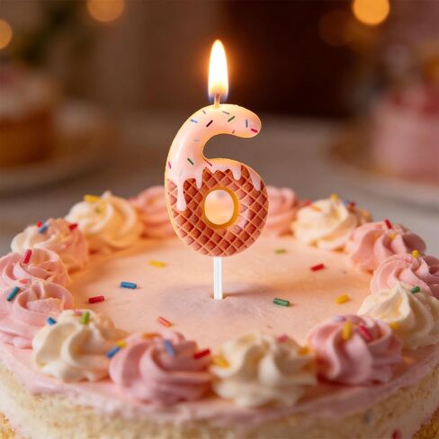 6 7 Birthday Candle, 67 Birthday Decorations Ice Cream Sixty-Seven 67th Number Candle Six Seven 6 7 Cake Topper for Women Lady Man Donut Party Decoration Wedding Anniversary Celebration Supply in Kuwait