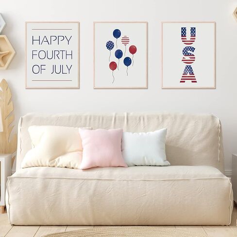 AnyDesign 12Pcs Patriotic Wall Art Prints 4th of July Paper Wall Arts Decor Watercolor American Flag Red Blue Art Posters for Independence Day Home Living Room Decoration, 8 x 10 Inch, Unframed in Kuwait