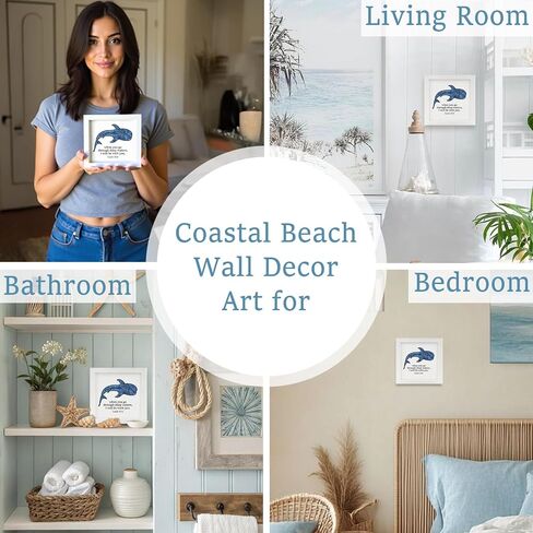 Mtrgdn Whale Shark Wall Decor,Coastal Ocean Theme Isaiah 43:2 Bible Verse Decor,Summer Blue Marine Life Wall Art for Kids Bathroom & Teen Girls Bedroom,Nautical Christian Room Decor,7x7 Wooden Framed in Kuwait