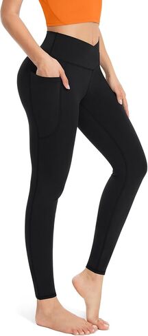 Leggings for Women with Pockets Yoga Pants for Women High Waisted Crossover Workout Leggings Lounge Yoga Pants in Saudi Arabia