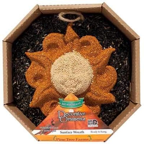Pine Tree Farms Seed Wreath Set – 2-Pack Bird Seed Wreaths with Sun Face & Sunflower Designs – Natural Millet & Sunflower Seed Mixes, Rope Loops for Hanging, Perfect Outdoor Bird Feeding Décor in Saudi Arabia