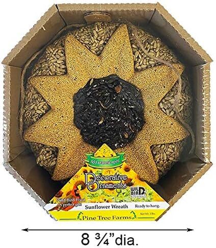Pine Tree Farms Seed Wreath Set – 2-Pack Bird Seed Wreaths with Sun Face & Sunflower Designs – Natural Millet & Sunflower Seed Mixes, Rope Loops for Hanging, Perfect Outdoor Bird Feeding Décor in Saudi Arabia