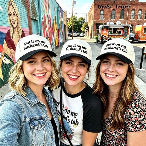 Put It On My Husband's Tab Funny Trucker Hats Women Vintage Adjustable Baseball Cap Embroidery Fashion Trucker Hat in Saudi Arabia