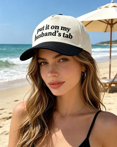 Put It On My Husband's Tab Funny Trucker Hats Women Vintage Adjustable Baseball Cap Embroidery Fashion Trucker Hat in Saudi Arabia