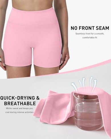 Roadbox Women's Biker Shorts No Front Seam, 3"/5"/8" High Waisted Tummy Control Volleyball Yoga Workout Gym Spandex Shorts in Kuwait