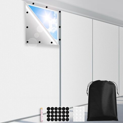 FADOTY Cuttable Blackout Shades Fabric Sheet, Blackout Curtains for Bedroom, Portable 100% Black Out Window Cover Film, No Drill Window Blinds, Sun Heat Light Blocker for Travel Media Dorm, 57'' W in Saudi Arabia