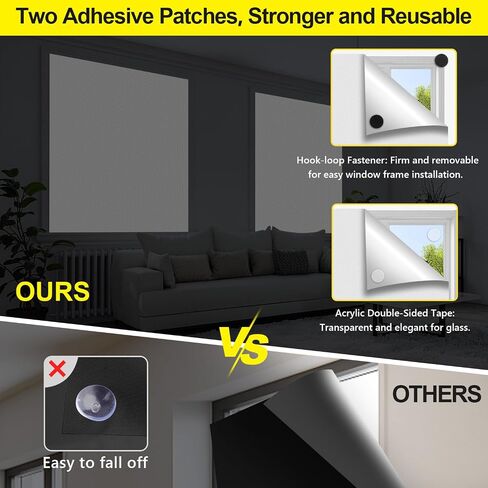 FADOTY Cuttable Blackout Shades Fabric Sheet, Blackout Curtains for Bedroom, Portable 100% Black Out Window Cover Film, No Drill Window Blinds, Sun Heat Light Blocker for Travel Media Dorm, 57'' W in Saudi Arabia