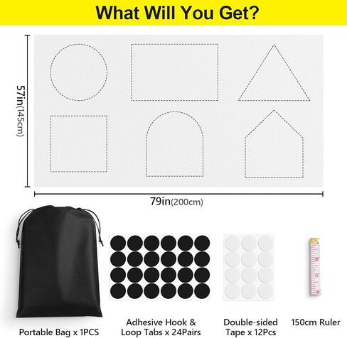FADOTY Cuttable Blackout Shades Fabric Sheet, Blackout Curtains for Bedroom, Portable 100% Black Out Window Cover Film, No Drill Window Blinds, Sun Heat Light Blocker for Travel Media Dorm, 57'' W in Saudi Arabia