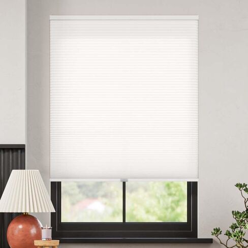 SelectBlinds Casual Cordless Light Filtering Cellular Shades – Soft Light & Privacy, Essential White, Inside Mount (36" W x 66" H) in Saudi Arabia