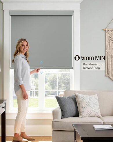 No Drill Blinds for Indoor Windows, Blackout Roller Shades, Cordless Thermal Insulated No Tools Easy Install Blinds for Bedroom Bathroom Home Office (Gray, 47" W x 72" H) in Saudi Arabia