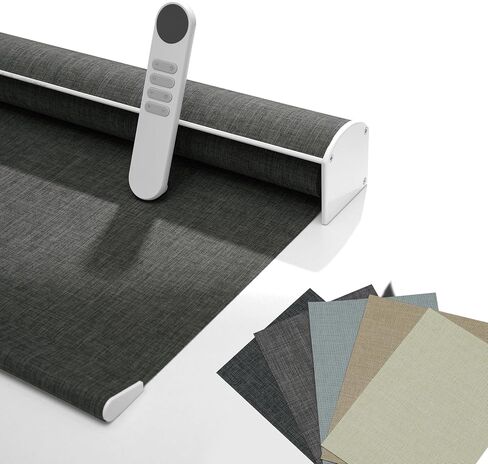 Boolegon Motorized Roller Blinds - 100% Blackout Smart Electric Shades with Remote, Compatible with Alexa/Google Home/HomeKit via Hub, Easy Install for Home Office, Black, Custom Size. in Saudi Arabia