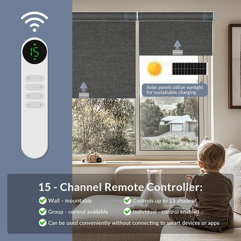 Boolegon Motorized Roller Blinds - 100% Blackout Smart Electric Shades with Remote, Compatible with Alexa/Google Home/HomeKit via Hub, Easy Install for Home Office, Black, Custom Size. in Saudi Arabia