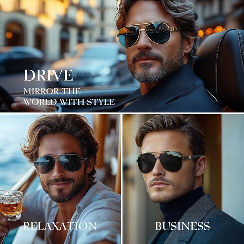 Polarized Aviator Sunglasses for Men Women- Fashion Shades Retro Sun Glasses Driving Fishing Golf UV Protection in Saudi Arabia