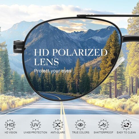 Polarized Aviator Sunglasses for Men Women- Fashion Shades Retro Sun Glasses Driving Fishing Golf UV Protection in Saudi Arabia