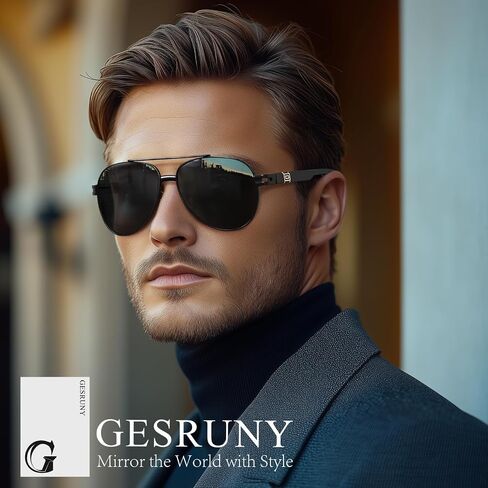 Polarized Aviator Sunglasses for Men Women- Fashion Shades Retro Sun Glasses Driving Fishing Golf UV Protection in Saudi Arabia