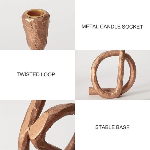 DN DECONATION Gold Twisted Candle Holders Set of 2, Vintage Resin Taper Candlestick Holder for Table Centerpiece, Wedding, Holiday Decor, Housewarming, Classic Home Decor in Saudi Arabia