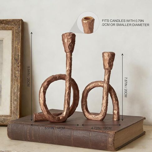 DN DECONATION Gold Twisted Candle Holders Set of 2, Vintage Resin Taper Candlestick Holder for Table Centerpiece, Wedding, Holiday Decor, Housewarming, Classic Home Decor in Saudi Arabia