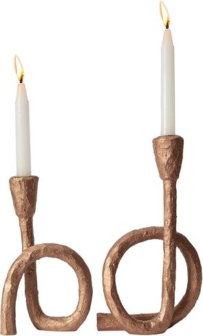 DN DECONATION Gold Twisted Candle Holders Set of 2, Vintage Resin Taper Candlestick Holder for Table Centerpiece, Wedding, Holiday Decor, Housewarming, Classic Home Decor in Saudi Arabia