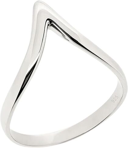 SOVATS 925 Sterling Silver Chevron Thumb Ring for Women – Rhodium Plated Minimalist V-Shaped Band, Stackable & Nickel-Free in Saudi Arabia
