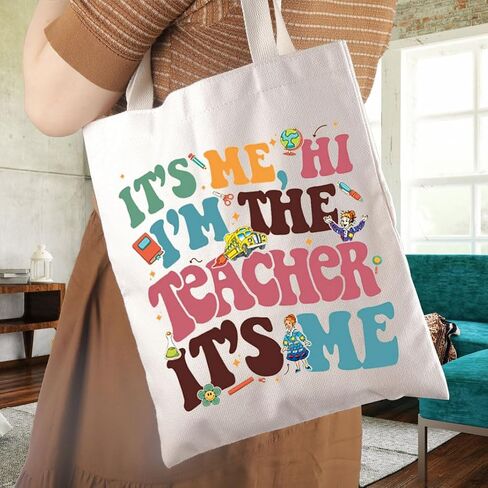 هدية المعلم WCGXKO إنها Me Hi I'm The Teacher It's Me حقيبة قماشية in Kuwait