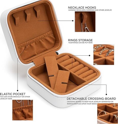 Personalized Leather Jewelry Box with Name, Custom Engraved Jewelry Organizer Case - Adjustable Compartments Jewelry Travel Case, Personalized Gifts for Women, Gifts for Mom, Her, Wife, Rustic in Saudi Arabia