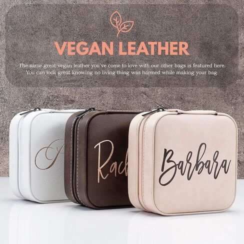 Personalized Leather Jewelry Box with Name, Custom Engraved Jewelry Organizer Case - Adjustable Compartments Jewelry Travel Case, Personalized Gifts for Women, Gifts for Mom, Her, Wife, Rustic in Saudi Arabia