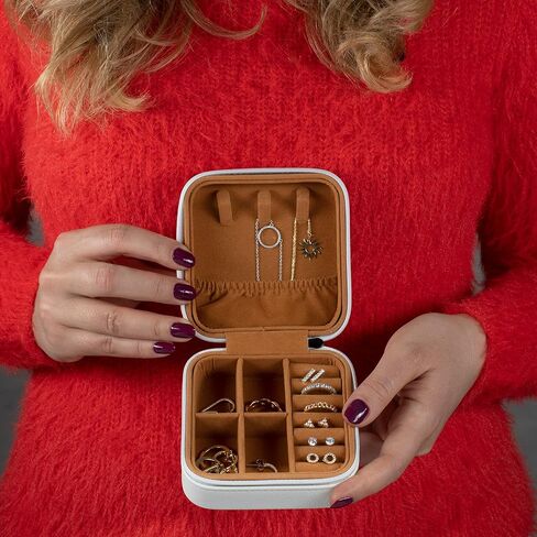 Personalized Leather Jewelry Box with Name, Custom Engraved Jewelry Organizer Case - Adjustable Compartments Jewelry Travel Case, Personalized Gifts for Women, Gifts for Mom, Her, Wife, Rustic in Saudi Arabia