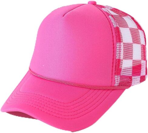 Mesh Checkered Print Baseball Cap for Men and Women, Trucker Hat in Kuwait
