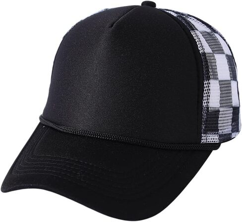 Mesh Checkered Print Baseball Cap for Men and Women, Trucker Hat in Kuwait