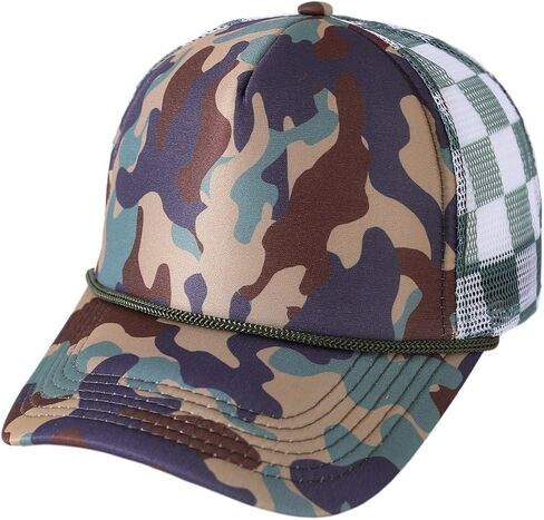 Mesh Checkered Print Baseball Cap for Men and Women, Trucker Hat in Kuwait