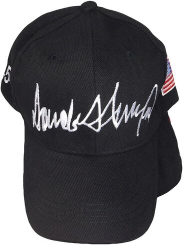 Trade Winds Trump Signature 45-47 USA Flag Black Cotton Adjustable Embroidered Cap Hat in Kuwait