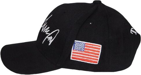 Trade Winds Trump Signature 45-47 USA Flag Black Cotton Adjustable Embroidered Cap Hat in Kuwait