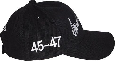 Trade Winds Trump Signature 45-47 USA Flag Black Cotton Adjustable Embroidered Cap Hat in Kuwait