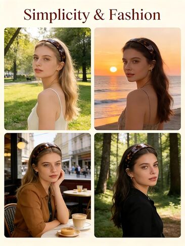 Tortoise Shell Headband for Women, Wide Headbands with Teeth Acetate Resin Hair Bands, Non Slip No Headache Hairband for Women's Hair, Classic Tortoise Headband for Daily Wear (Tortoise) in Kuwait