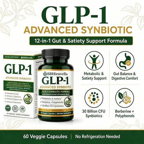 GLP‑1 Advanced Synbiotic – 12‑in-1 Formula with Akkermansia, Berberine & Polyphenols – Premium Daily Supplement – 60 Capsules in Saudi Arabia