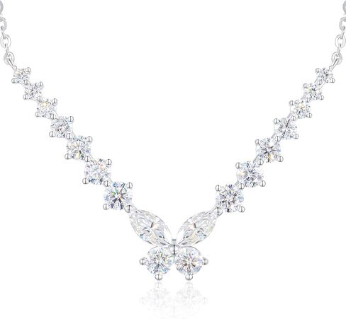 18 Stones Moissanite Butterfly Necklace for Woman,1.638CT Sterling Silver Necklace,Gift for Anniversary Birthday Christmas Valentine Jewelry Gifts for Mom Wife Girlfriend in Kuwait