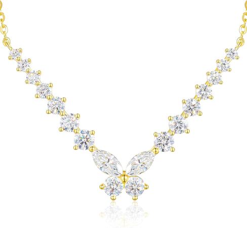 18 Stones Moissanite Butterfly Necklace for Woman,1.638CT Sterling Silver Necklace,Gift for Anniversary Birthday Christmas Valentine Jewelry Gifts for Mom Wife Girlfriend in Kuwait