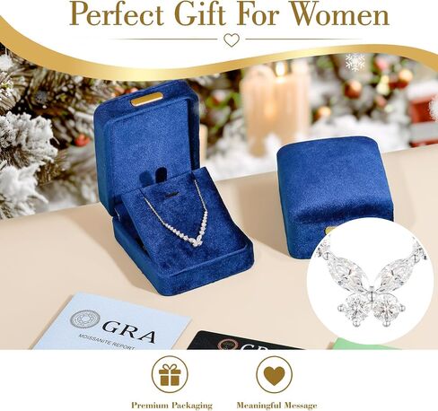 18 Stones Moissanite Butterfly Necklace for Woman,1.638CT Sterling Silver Necklace,Gift for Anniversary Birthday Christmas Valentine Jewelry Gifts for Mom Wife Girlfriend in Kuwait