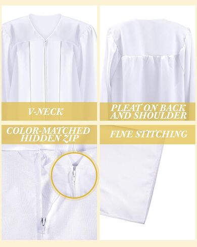 Toulite 1 Pack Unisex Matte Choir Robe for Church White Baptism Robes Graduation Gown Confirmation Costume Pastor Robe in Saudi Arabia