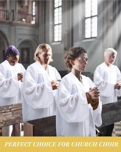Toulite 1 Pack Unisex Matte Choir Robe for Church White Baptism Robes Graduation Gown Confirmation Costume Pastor Robe in Saudi Arabia